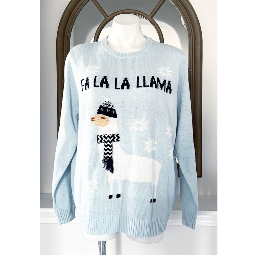 Avenue “Fa La La Llama” Crewneck Holiday Sweater Pullover Size Large EXCELLENT!